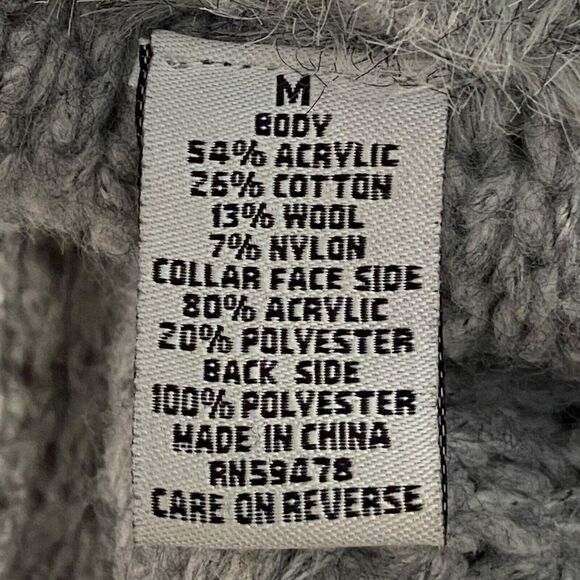 Pandemonium Women's Knit Cropped Grey Cardigan Jacket Size M Faux Fur Collar - Picture 9 of 10